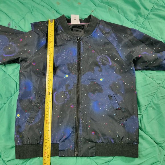Disney Store Girls 9/10 Star Wars Jacket Black Galaxy Pink Logo Back - Picture 10 of 11